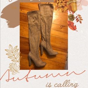 Beige Thigh High Boots